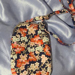 Floral Fabric Large Cell/Coin Crossbody (NWOT)